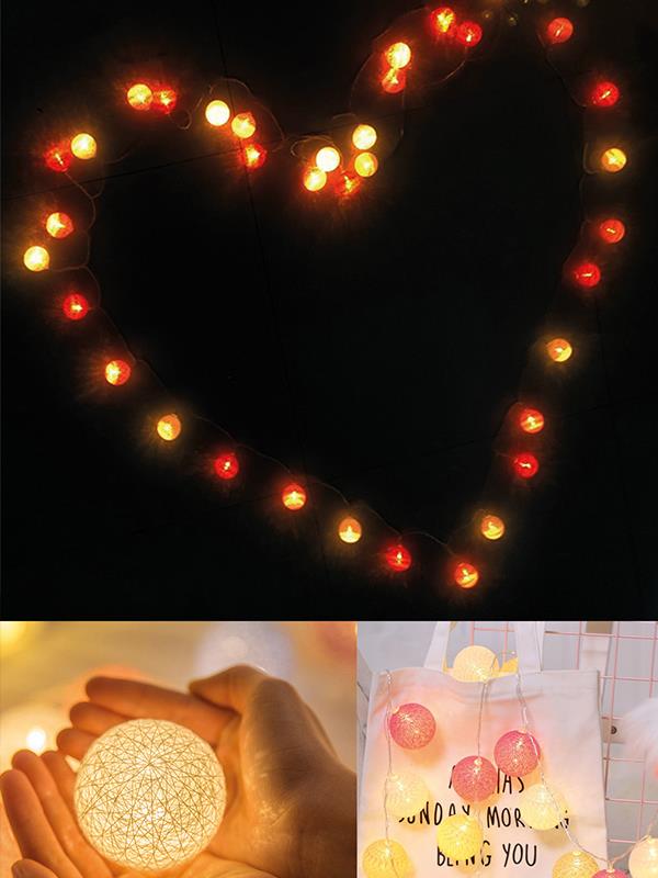 10'lu Sarı Led Işıklı 2 Metre Yuvarlak Top Beyaz Renk
