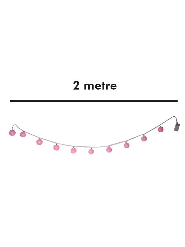 10'lu Sarı Led Işıklı 2 Metre Yuvarlak Top Beyaz Renk