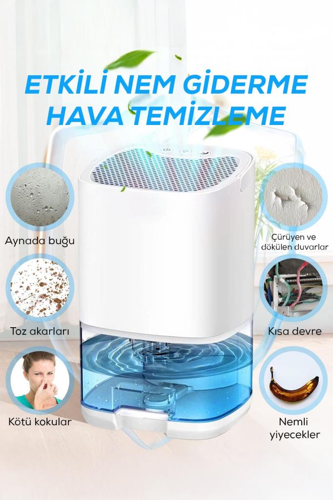 1000ml Su Hazneli Led Işıklı Nem Alma Cihazı