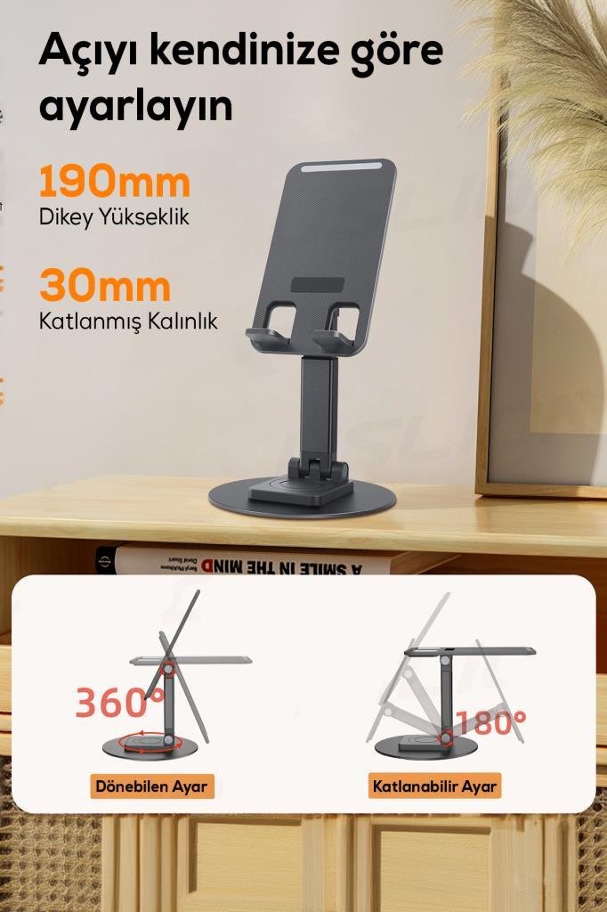 2'li 360° Döner Alüminyum Ayarlanabilir Telefon ve Tablet Standı