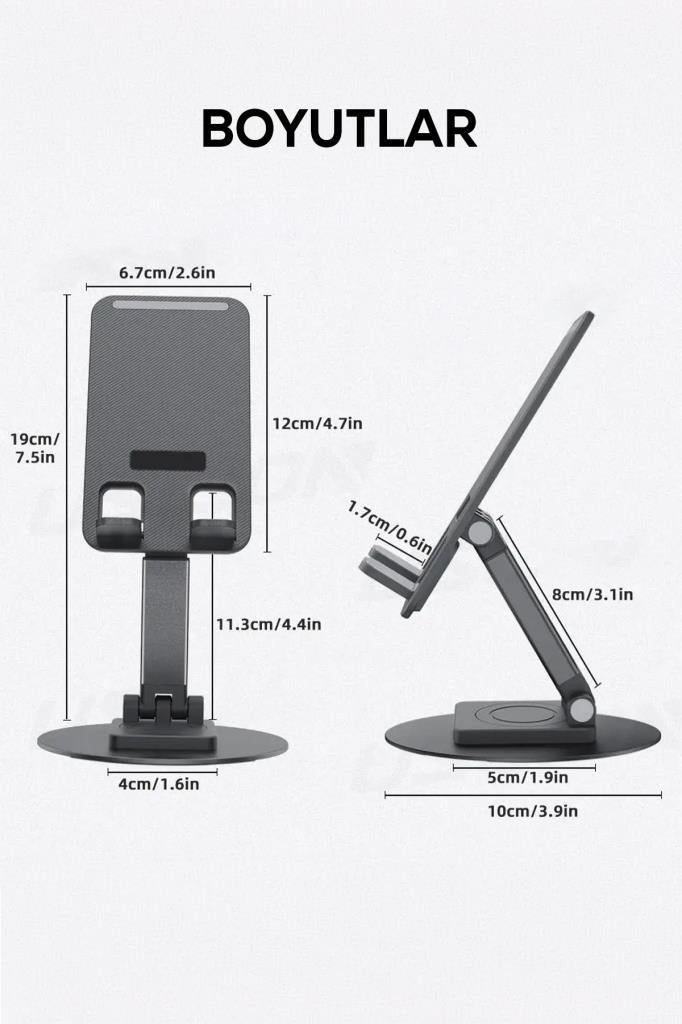 2'li 360° Döner Alüminyum Ayarlanabilir Telefon ve Tablet Standı