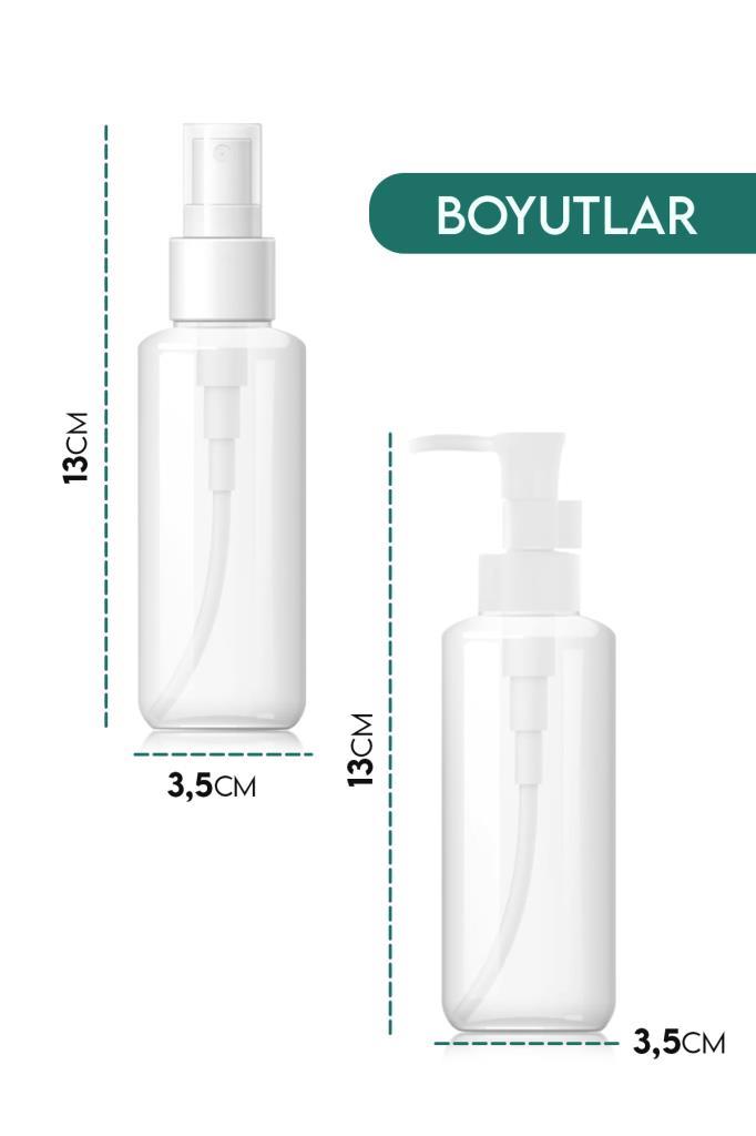 2'li Doldurulabilir Seyahat Şişesi Basmalı ve Sprey