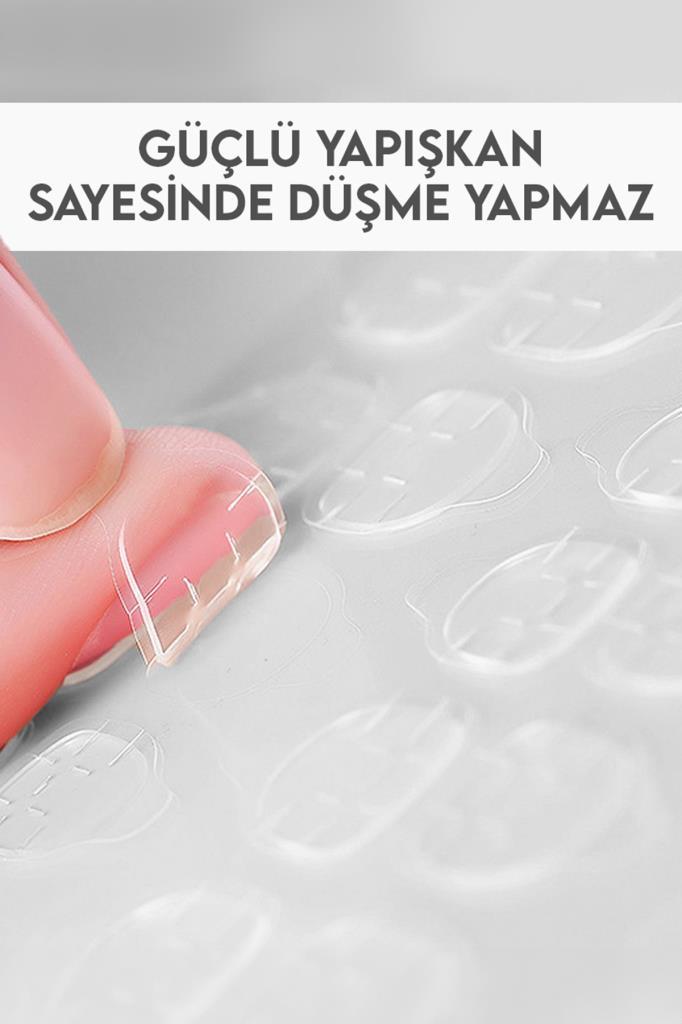 24'lü Parlak Siyah-Beyaz Gül Desenli Takma Tırnak T-83 D