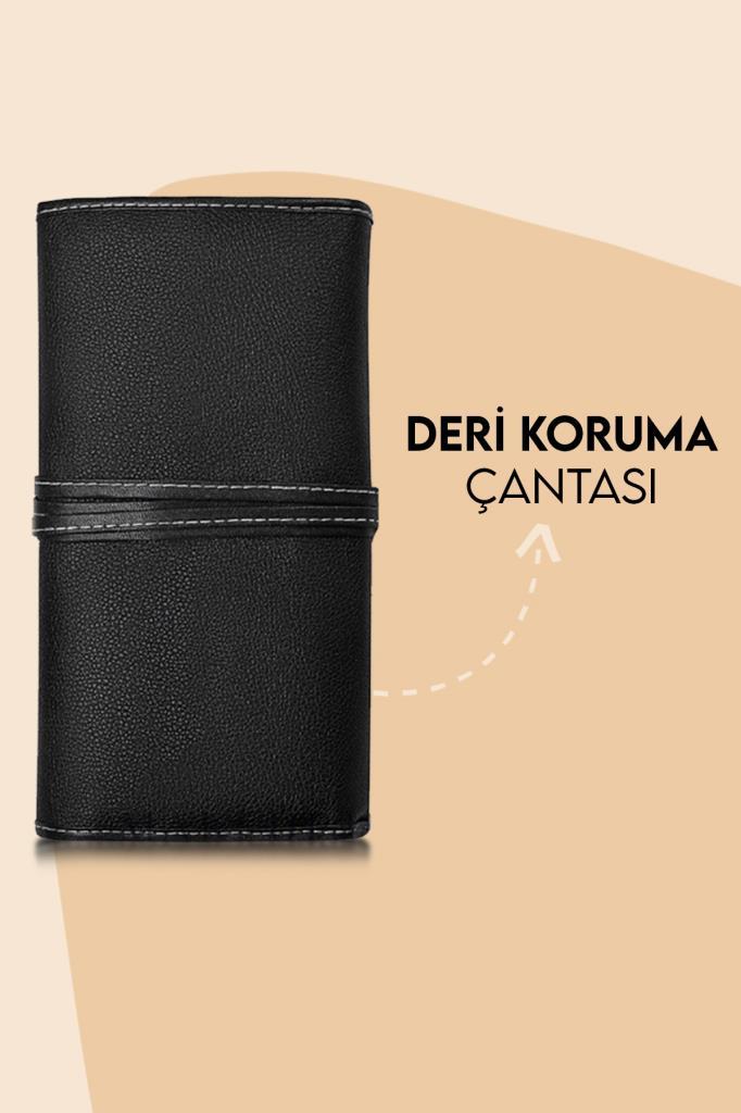 24'lü Profesyonel Makyaj Fırça Seti Bambu Renk