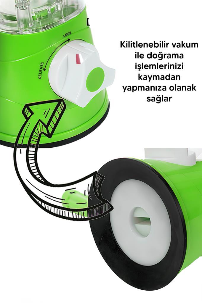 3 Aparatlı Vakumlu Sebze Meyve Doğrayıcı Yeşil