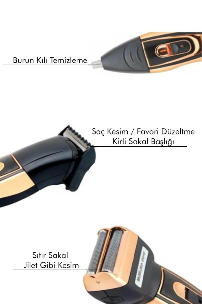 DP-03 3 Başlıklı Tıraş Makinesi Gold-Siyah Detaylı