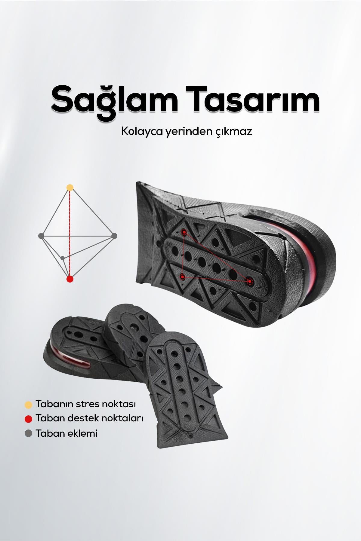 3 Cm Gizli Topuk Hava Yastıklı Boy Uzatıcı Tabanlık