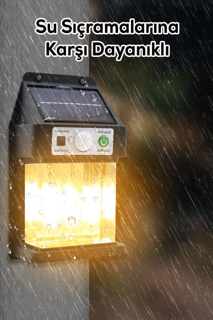 3 Ledli Güneş Enerjili Sensörlü Duvar Lambası