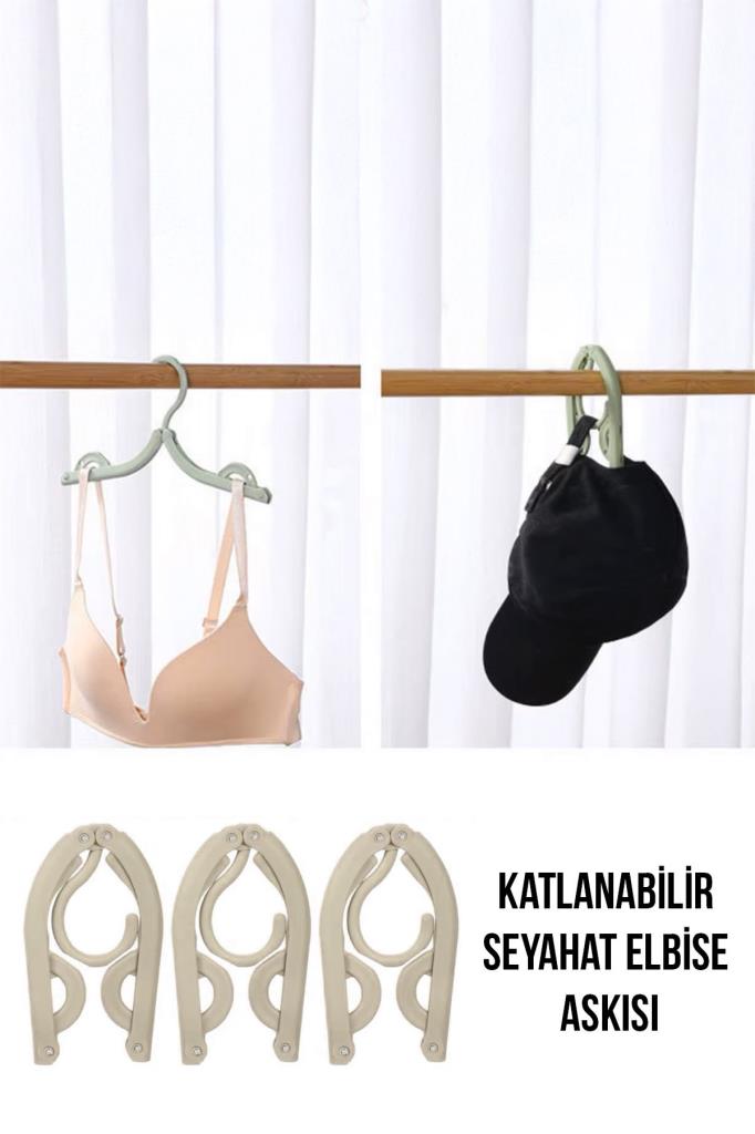 3'lü Katlanabilir Elbise Askısı