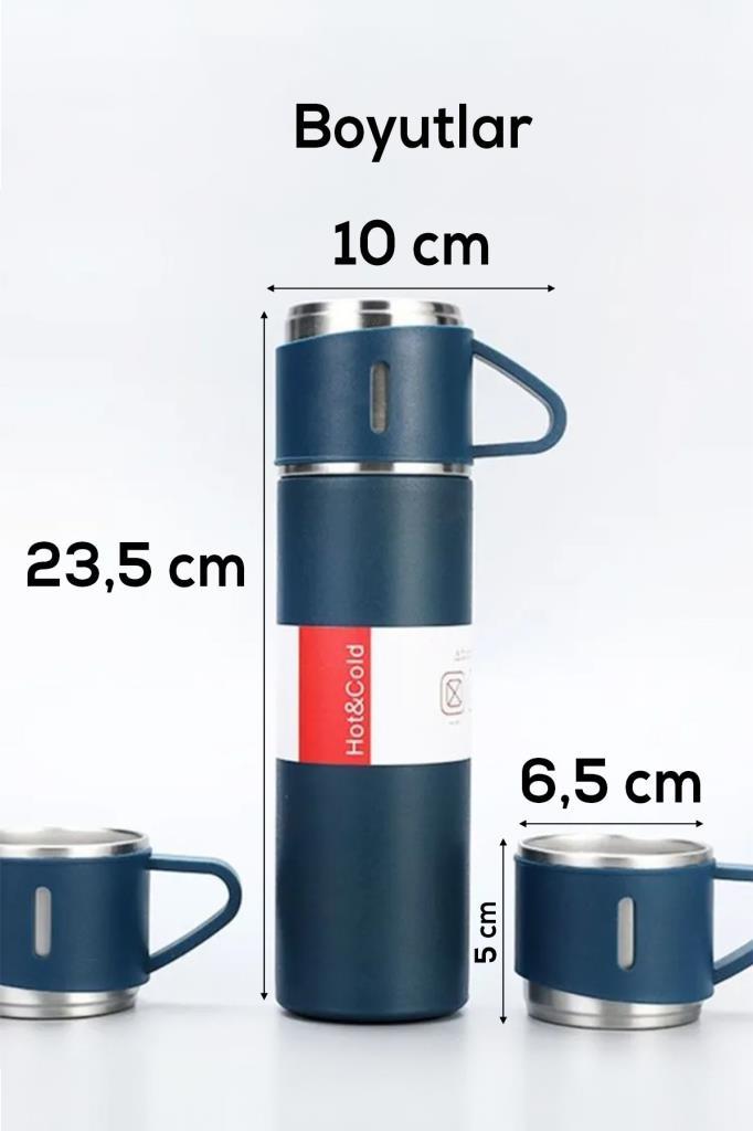 3'lü Termos Bardak Seti Gri