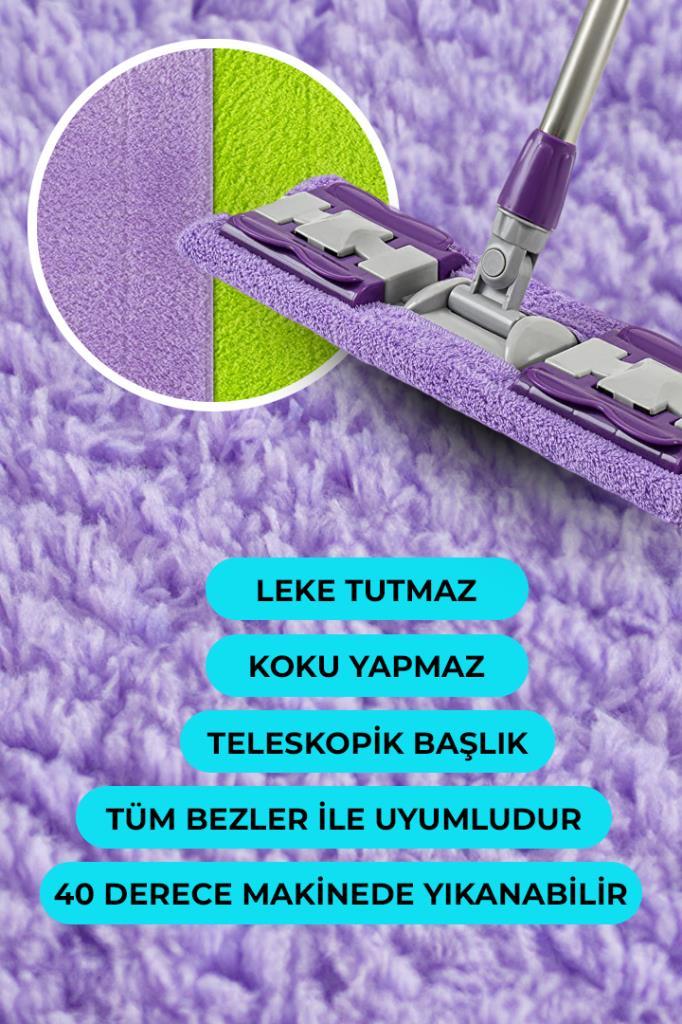 360 Derece Dönen Uzayabilen Saplı Mop Mor