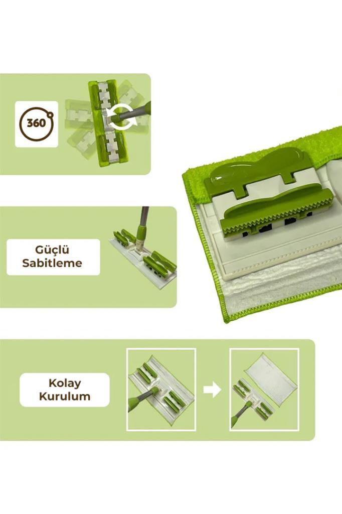 360 Derece Dönen Uzayabilen Saplı Mop Mor