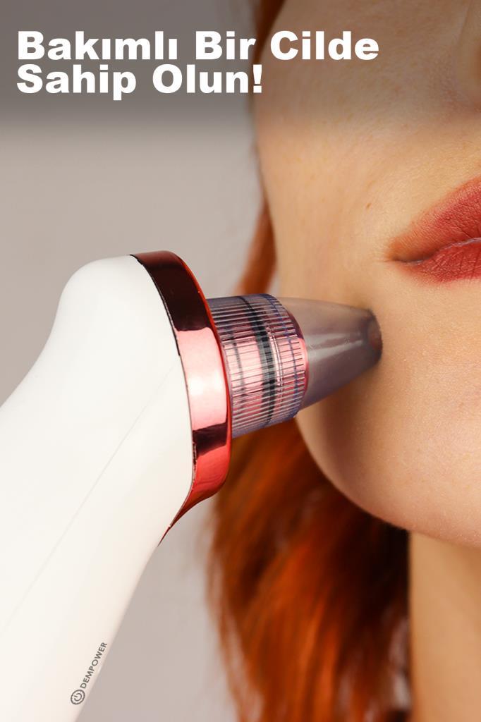 5 Başlıklı Cilt Temizleme Vakum Aleti Multifunctional Cleaning Instrument Kırmızı-Beyaz Detaylı