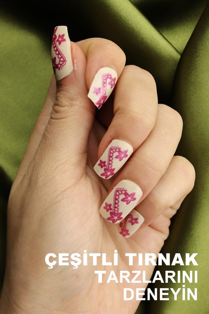 5 Farklı Desenli 12'li Takma Tırnak Seti T79