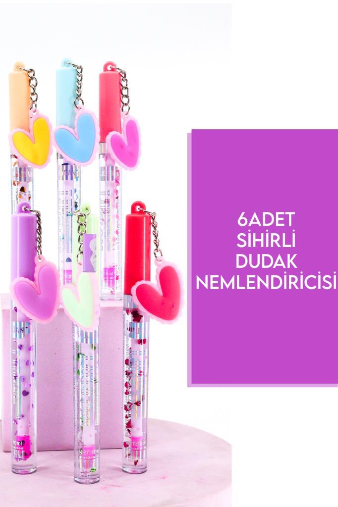 6'lı Kalp Tasarımlı Dudak Nemlendiricisi
