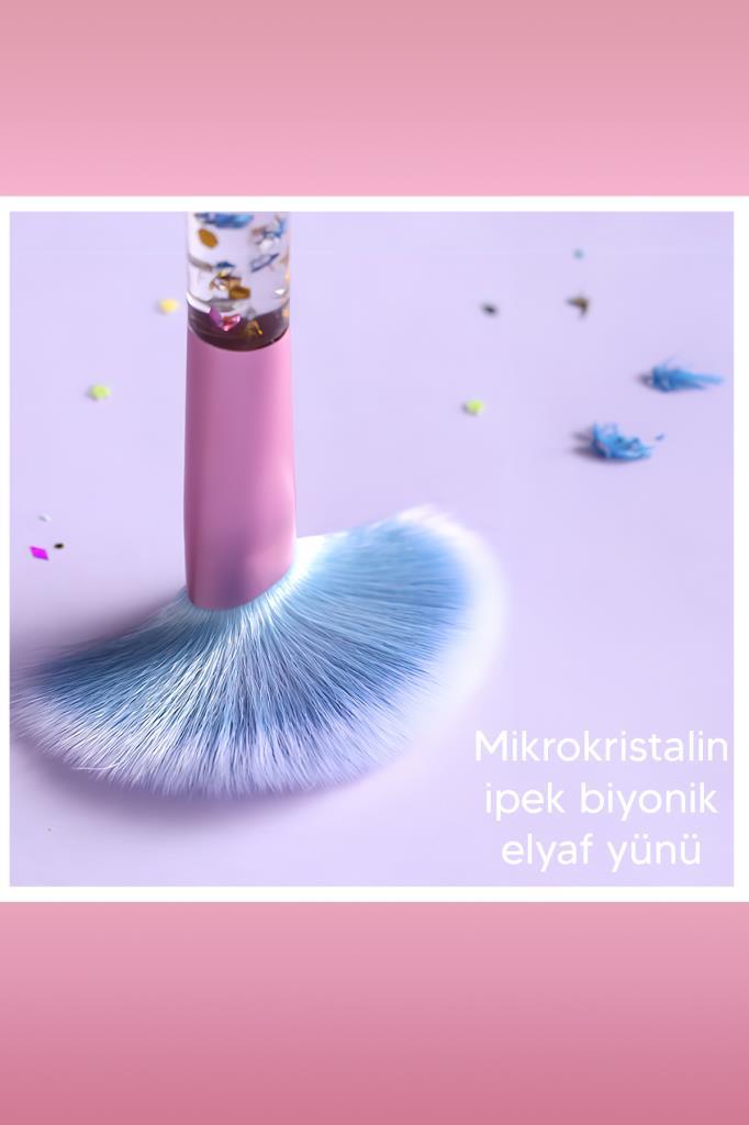 7'li Makyaj Fırça Seti Sıvı Pırıltılı Turkuaz Renk