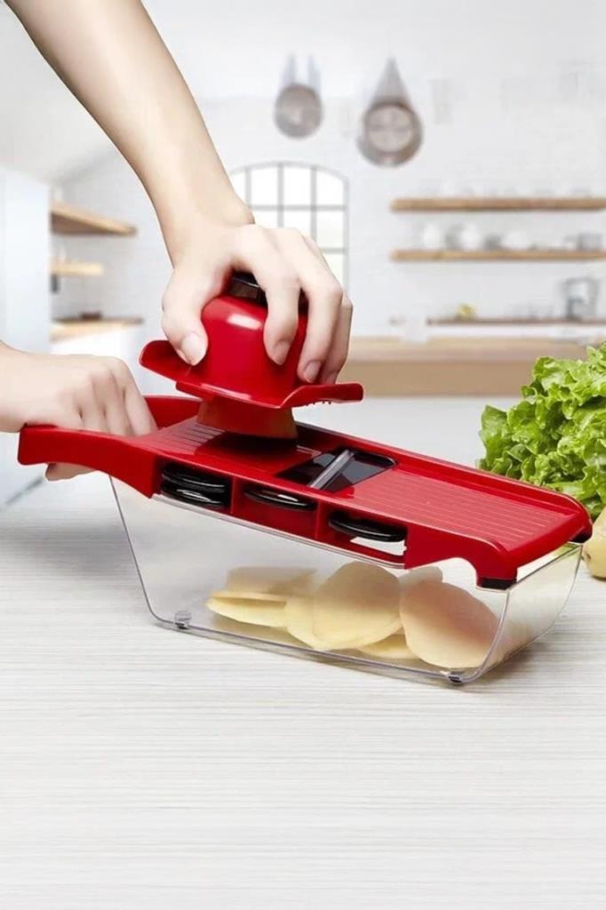 8 Aparatlı Üstten Basmalı Meyve Sebze Doğrayıcı ve Dilimleyici