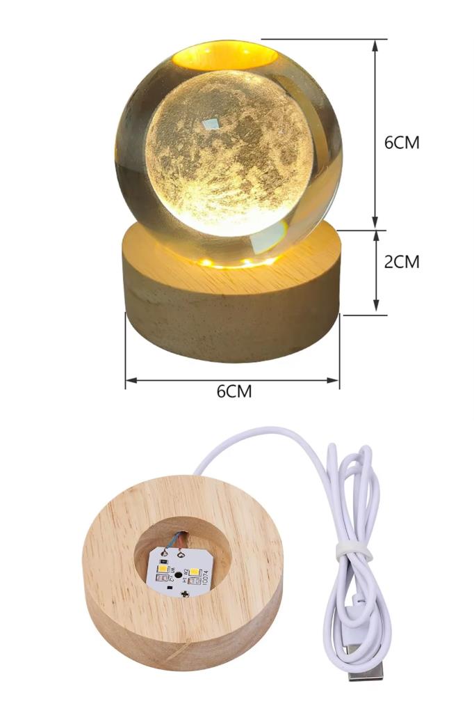 Ahşap Tabanlı Gezegen LED Işıklı Küre