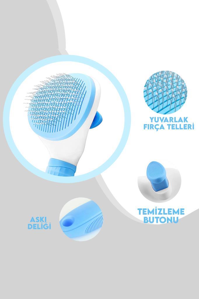 Arkadan Basmalı Evcil Hayvan Tarağı Mavi Renk