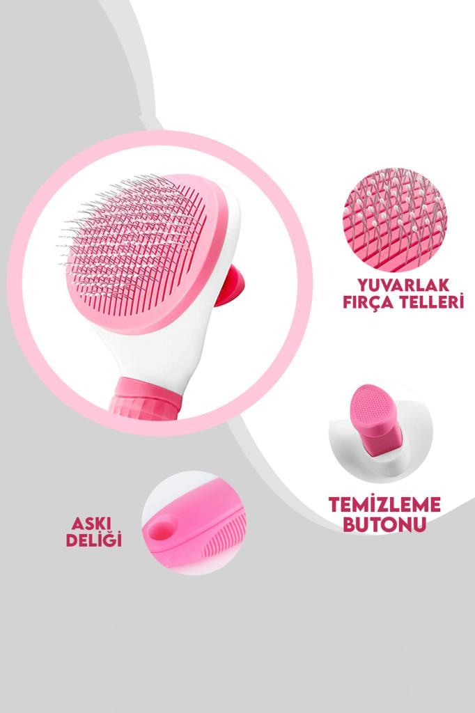 Arkadan Basmalı Evcil Hayvan Tarağı Pembe Renk