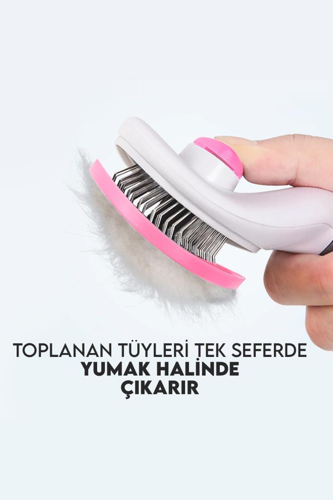 Arkadan Basmalı Evcil Hayvan Tarağı Pembe Renk