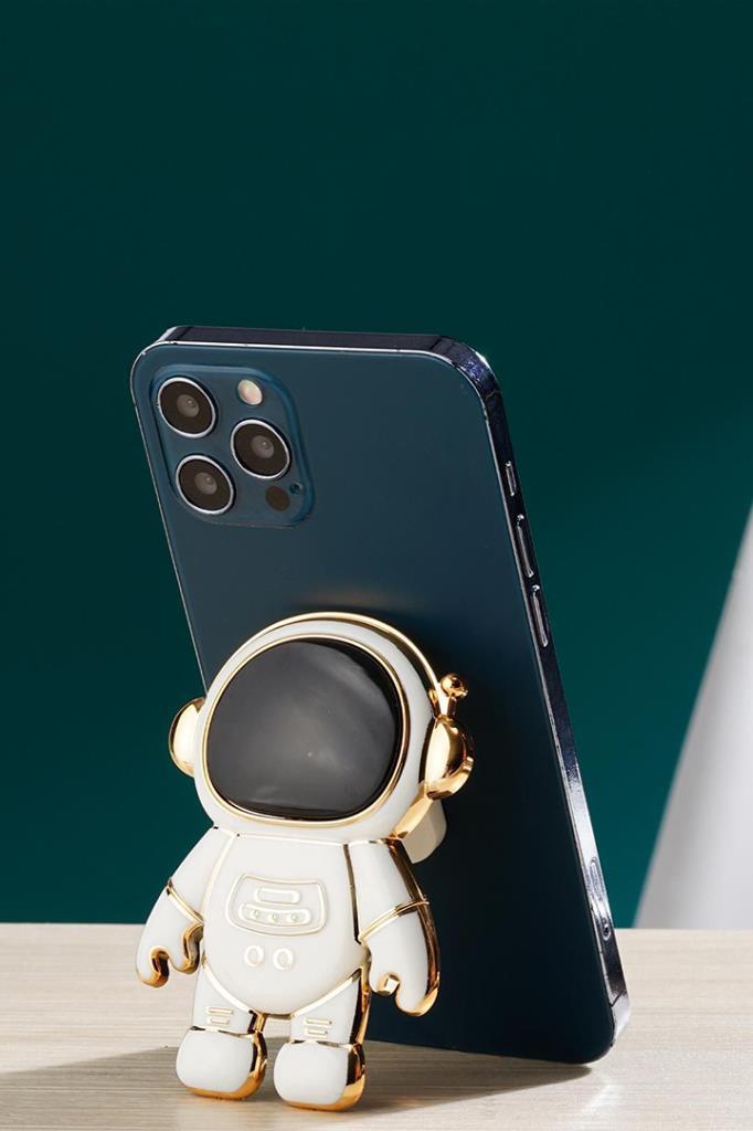 Astronot Standı Telefon Tutucu Beyaz Yapışkan Özelliği Telefon Kılıfına Yapıştırılabilir