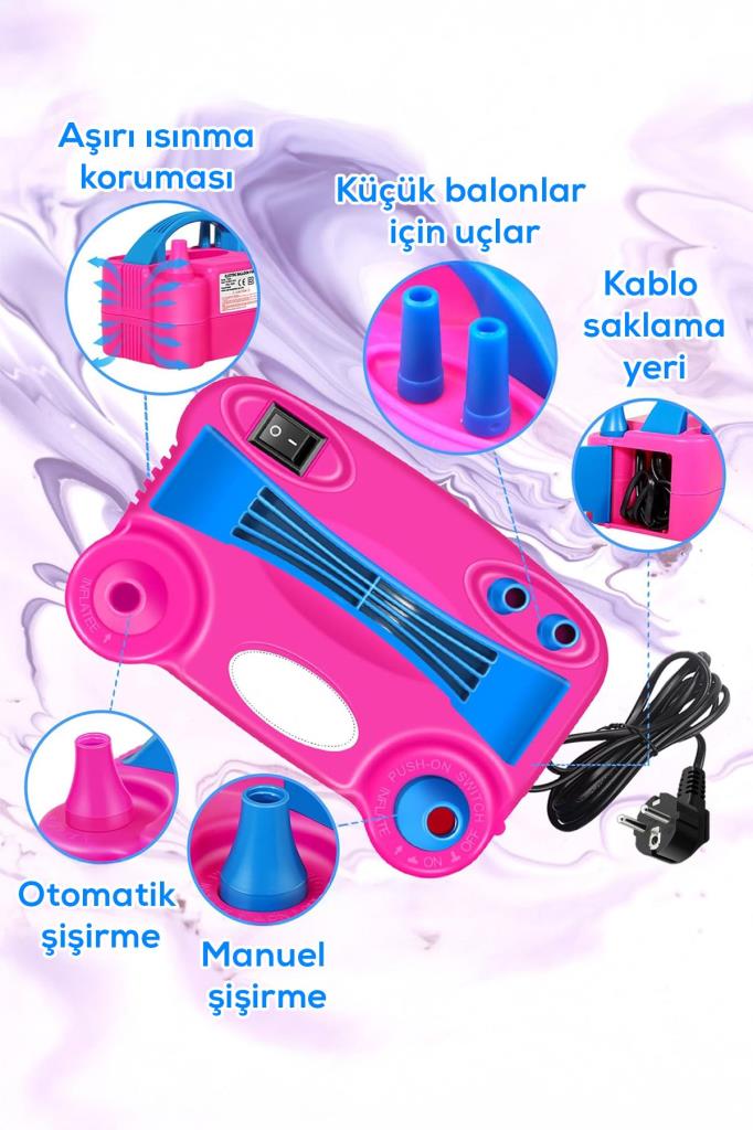 Çift Başlıklı Elektrikli Balon Şişirme Pompası