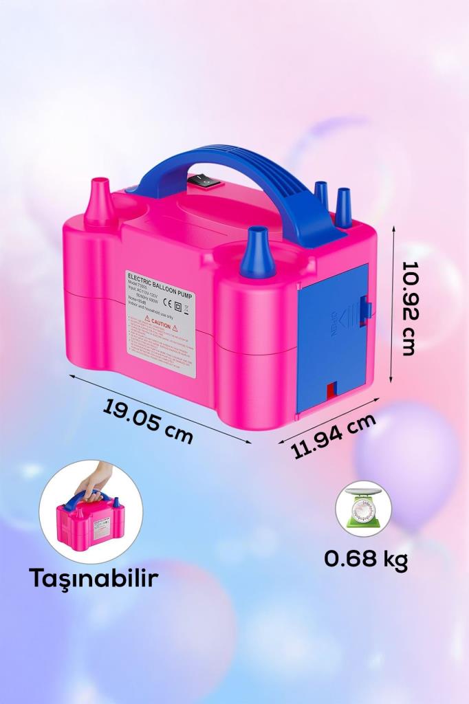 Çift Başlıklı Elektrikli Balon Şişirme Pompası