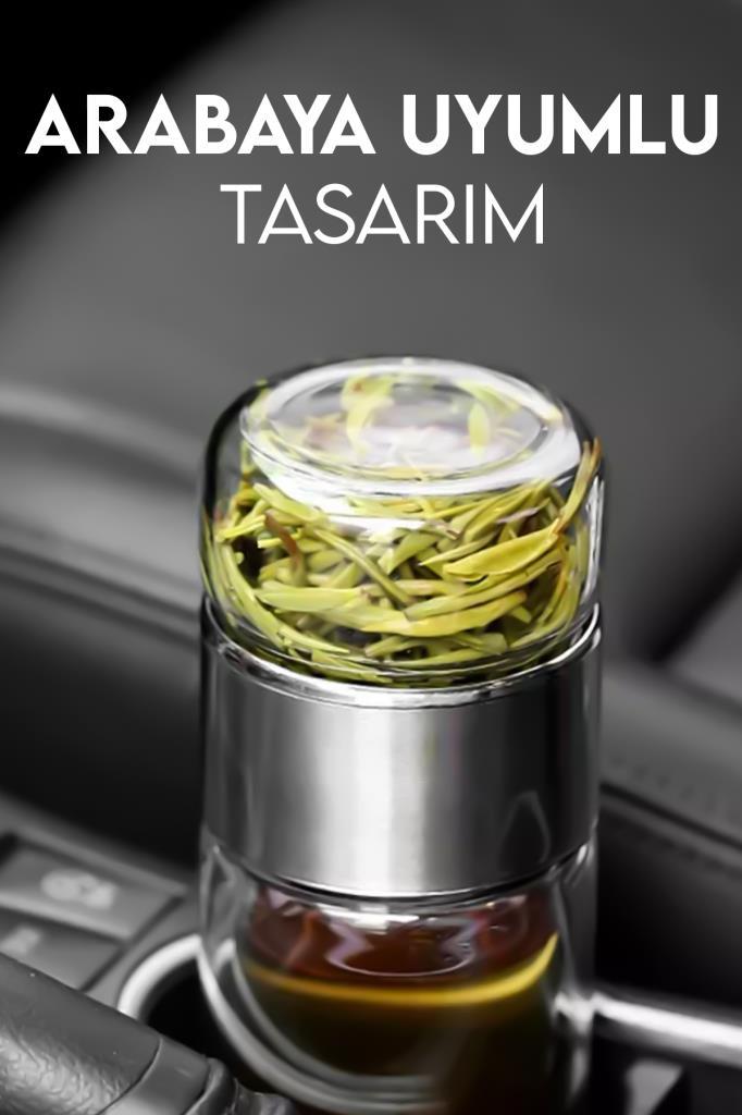 Çift Katlı Cam Bitki Çayı Demliği