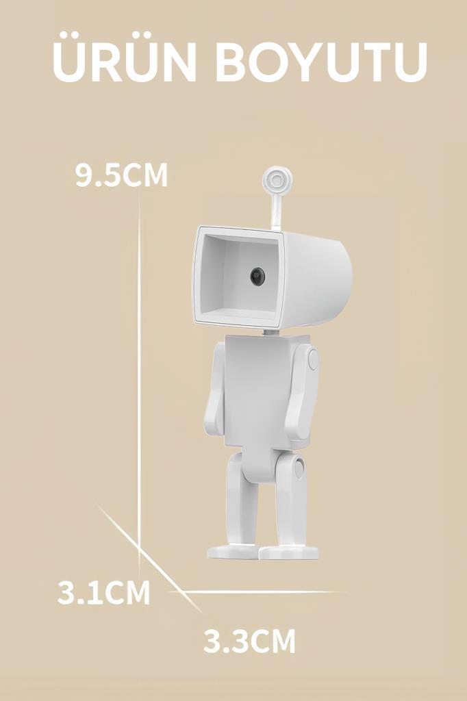 Çok Amaçlı Robot Şekilli Gece Lambası Beyaz Kare