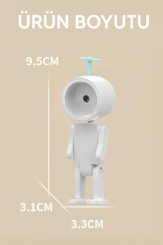 Çok Amaçlı Robot Şekilli Gece Lambası Beyaz Yuvarlak