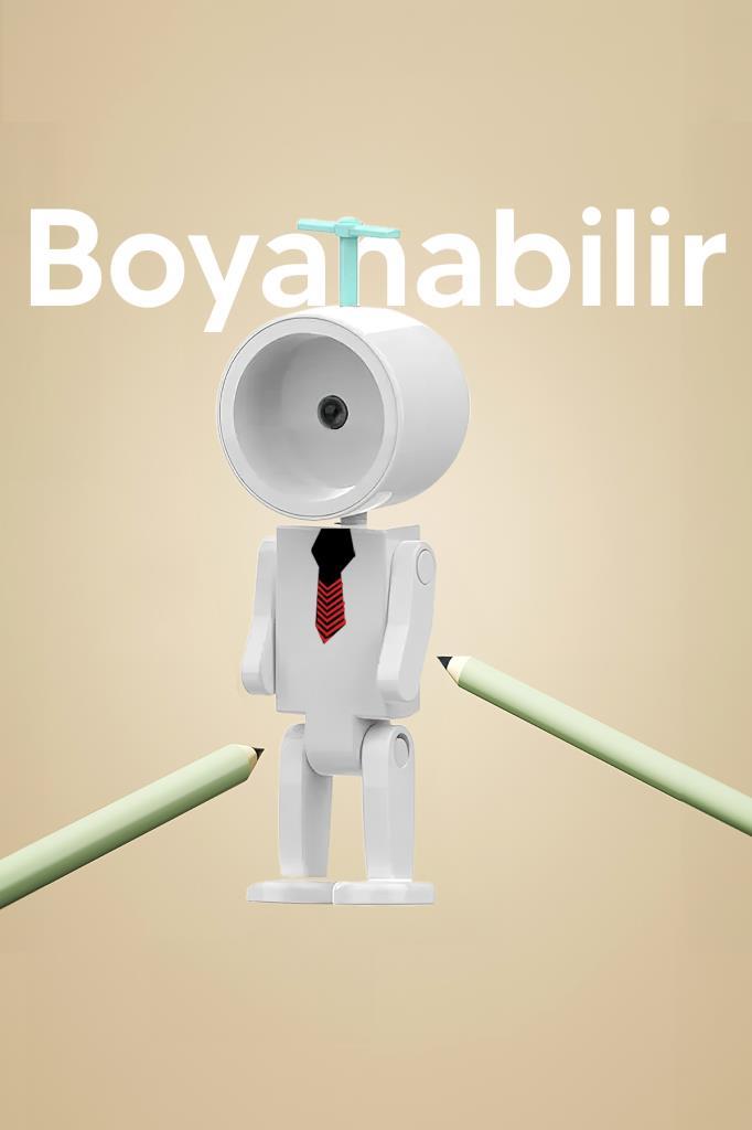 Çok Amaçlı Robot Şekilli Gece Lambası Beyaz Yuvarlak