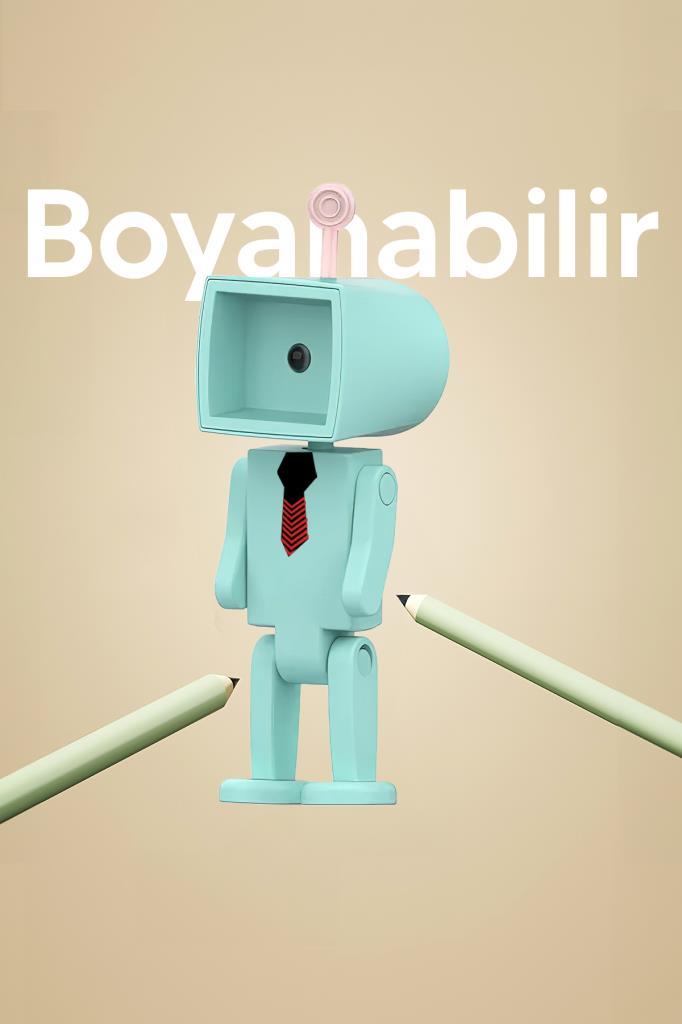 Çok Amaçlı Robot Şekilli Gece Lambası Mavi Kare
