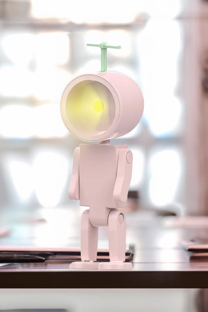 Çok Amaçlı Robot Şekilli Gece Lambası Pembe Yuvarlak
