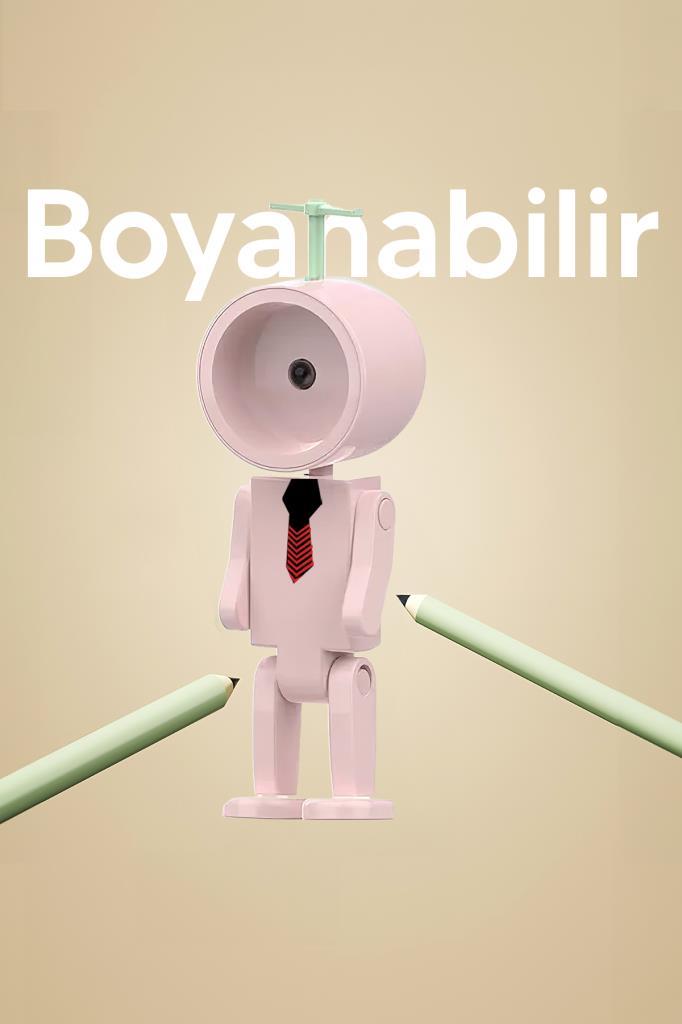 Çok Amaçlı Robot Şekilli Gece Lambası Pembe Yuvarlak