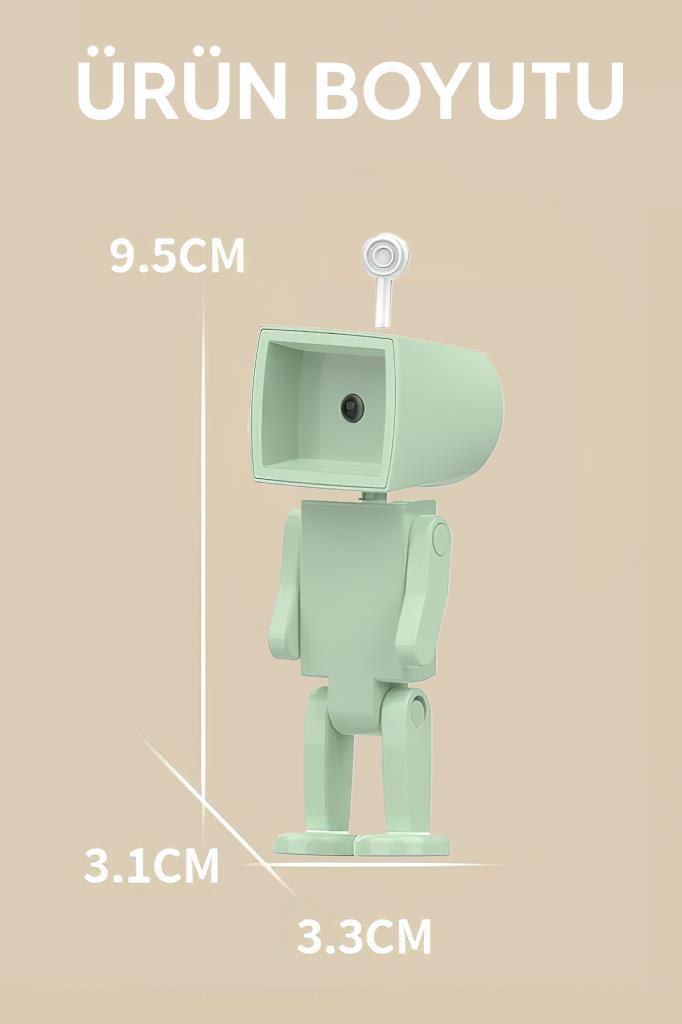 Çok Amaçlı Robot Şekilli Gece Lambası Yeşil Kare