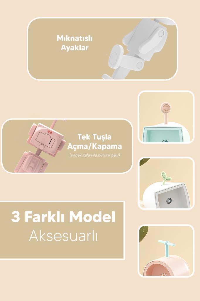 Çok Amaçlı Robot Şekilli Gece Lambası Yeşil Kare