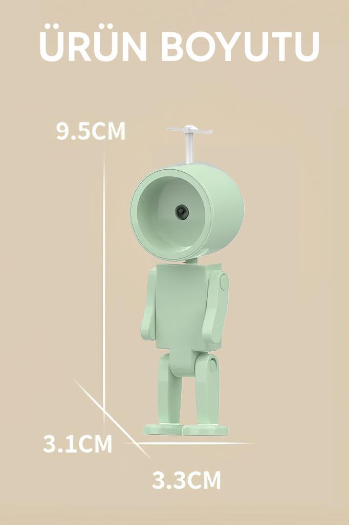 Çok Amaçlı Robot Şekilli Gece Lambası Yeşil Yuvarlak