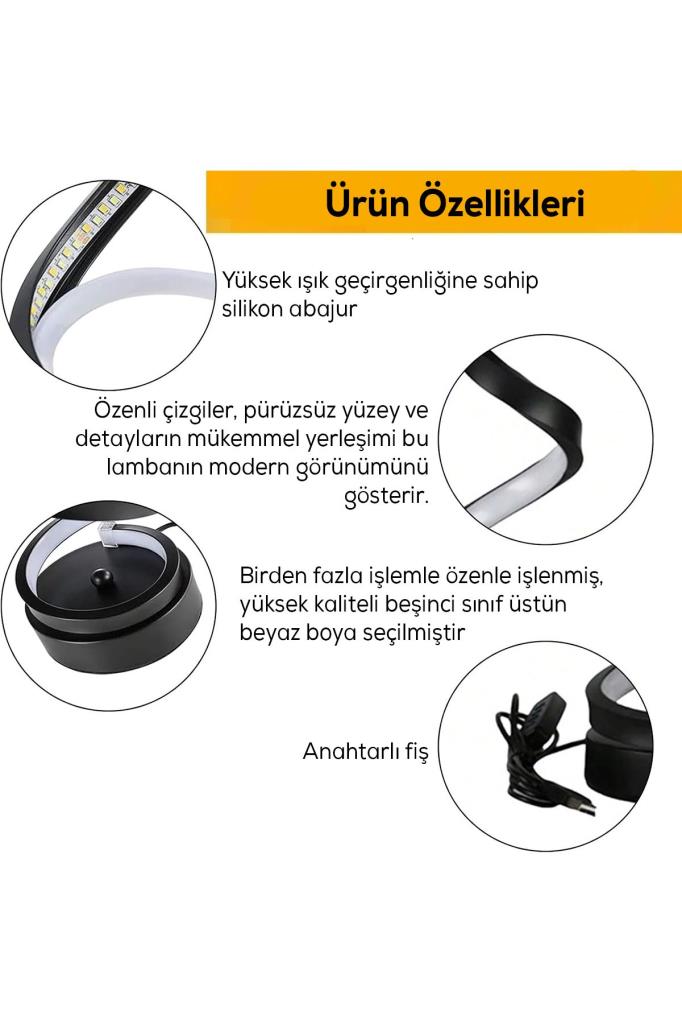 Dekoratif Kıvrımlı Masa Lambası