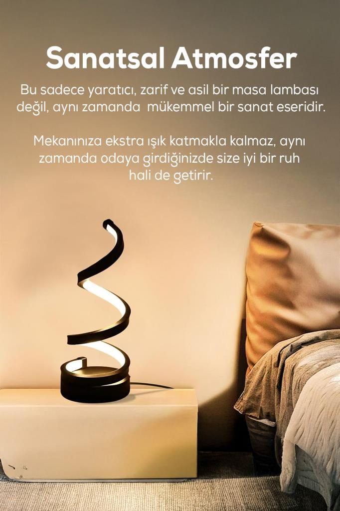 Dekoratif Kıvrımlı Masa Lambası