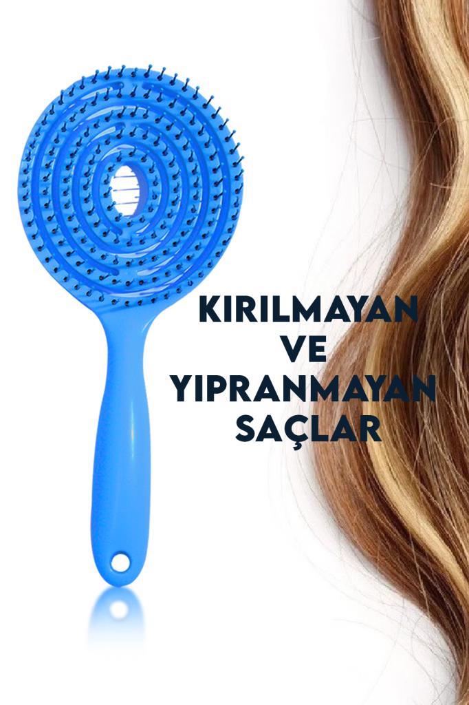 Demir Uçlu Vegan Saç Açma Tarak Mavi
