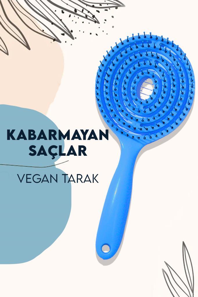 Demir Uçlu Vegan Saç Açma Tarak Mavi