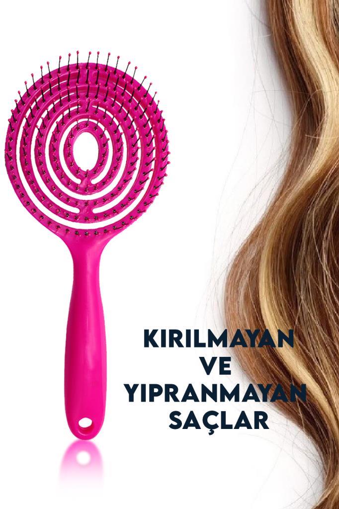 Demir Uçlu Vegan Saç Açma Tarak Pembe