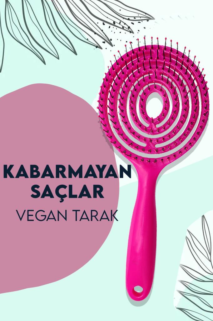 Demir Uçlu Vegan Saç Açma Tarak Pembe