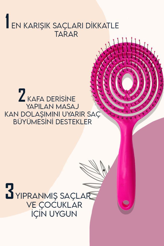 Demir Uçlu Vegan Saç Açma Tarak Pembe
