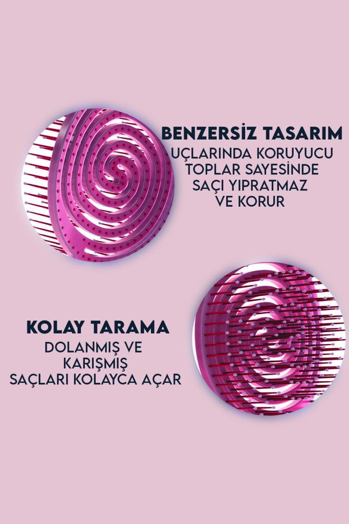 Demir Uçlu Vegan Saç Açma Tarak Pembe