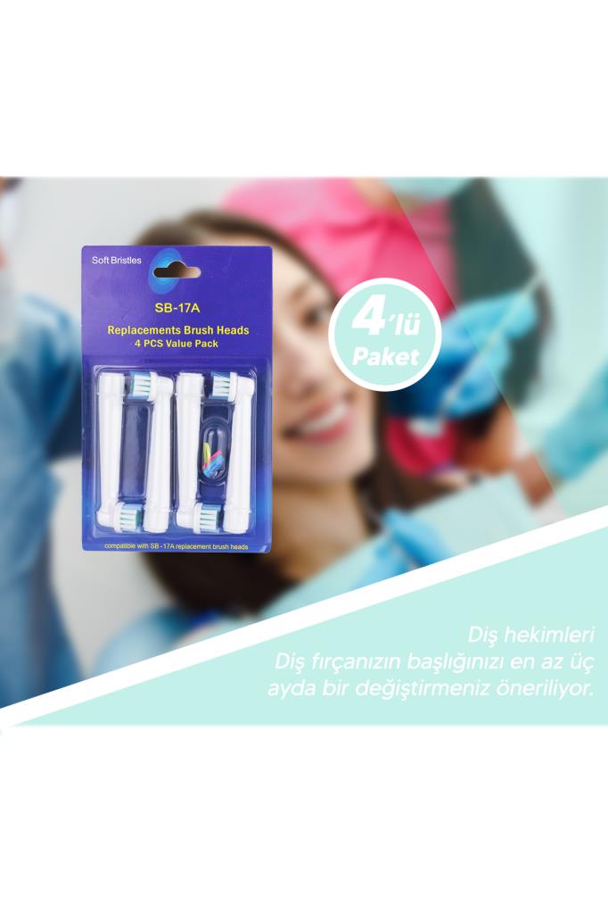 Diş Fırçasına Uyumlu Yedek Başlık 4'lü Fırsat Paket