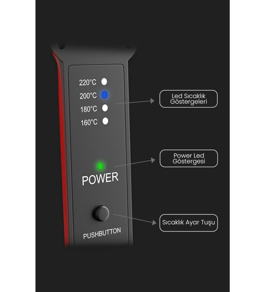 DP-08 Seramik Kaplı Kırmızı Detay Saç Düzleştirici