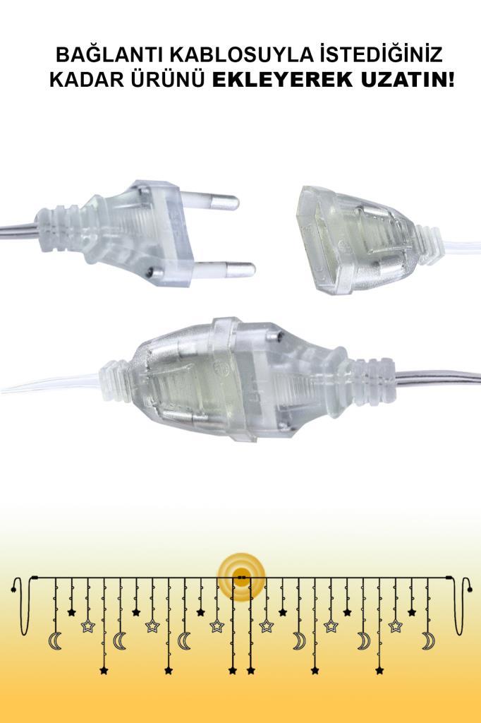 (KIRILABİLİR) DP-45 Gün Işığı 5 Metre Ay + Yıldız Şekilli Perde Led