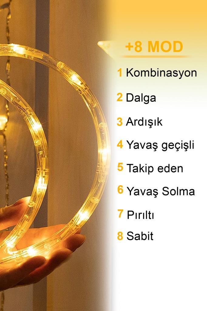 (KIRILABİLİR) DP-45 Gün Işığı 5 Metre Ay + Yıldız Şekilli Perde Led